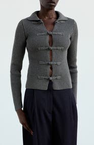 MANGO Toggle Rib Cardigan