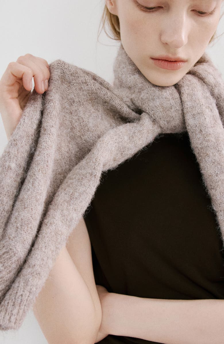 MANGO Vestido Side Drape Top, Alternate, color, Brown