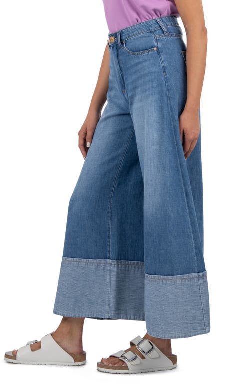 Kut From The Kloth Blake Cuffed High Waist Ankle Wide Leg Jeans In Medium Wash