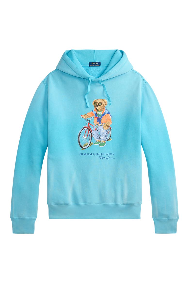 Polo Bear Graphic Hoodie, Alternate, color, PERFECT TURQUOISE- SUMMER BEAR