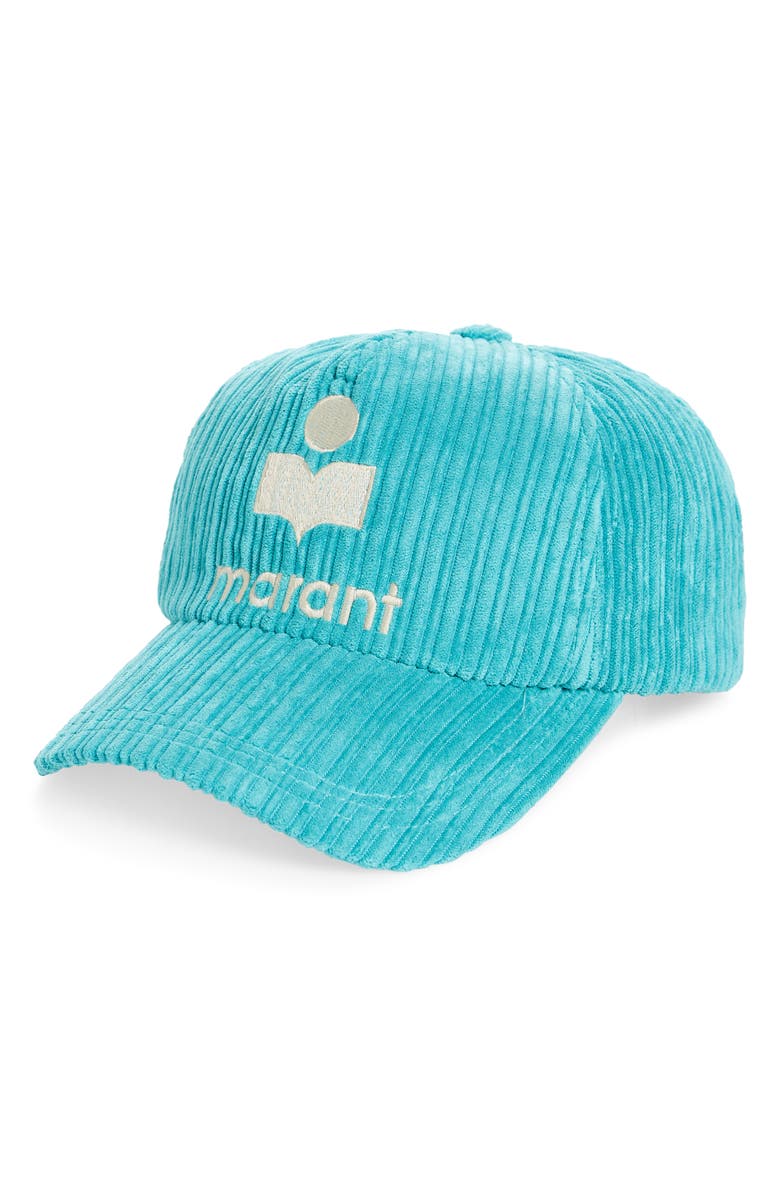 Isabel Marant Tyron Logo Corduroy Baseball Cap, Main, color, 