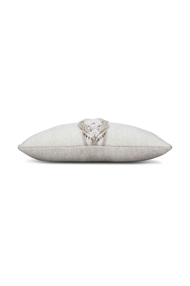 Distinct Oyster Hand Macrame & Chenille Indoor & Outdoor Woven Accent Pillow, Alternate, color, Oyster