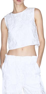 MANGO Floral Embroidered Cotton Crop Top