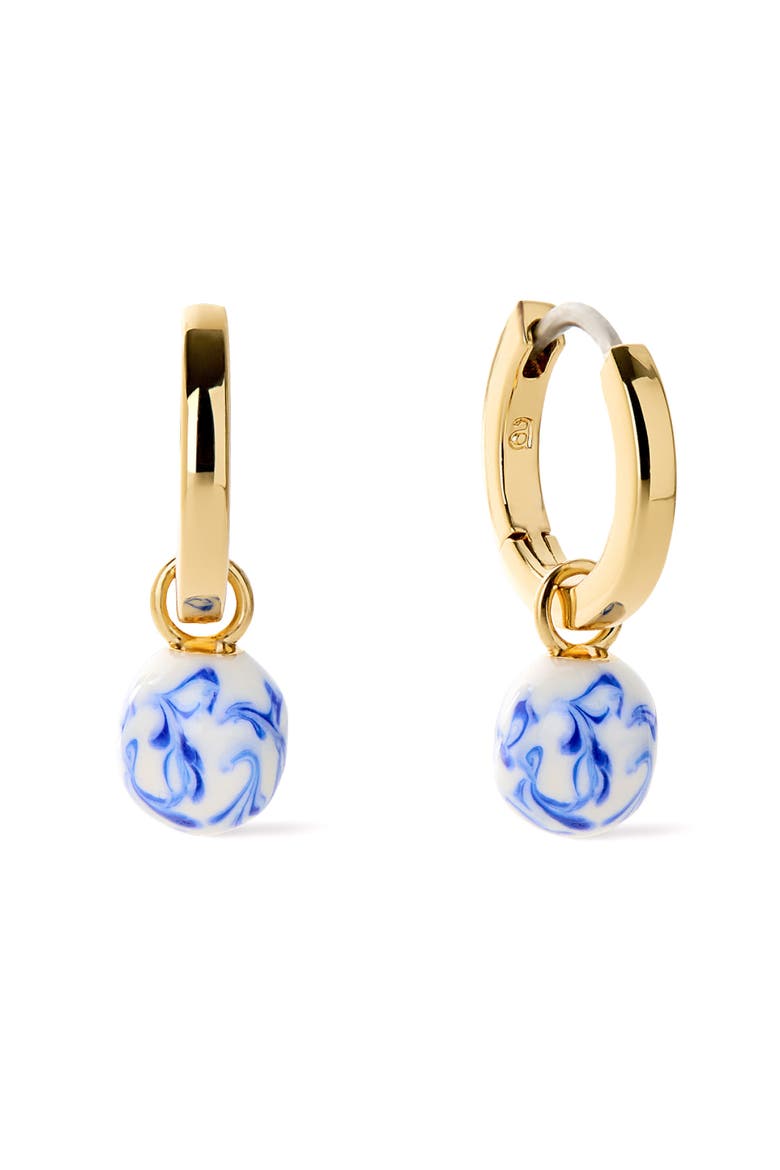 Gold Drop Earrings - Lainey Marble Blue, Main, color, Marble Blue/ Gold