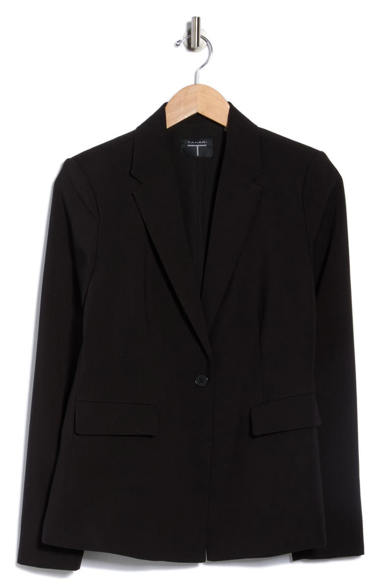 T Tahari Notch Lapel Blazer, Alternate, color, Black