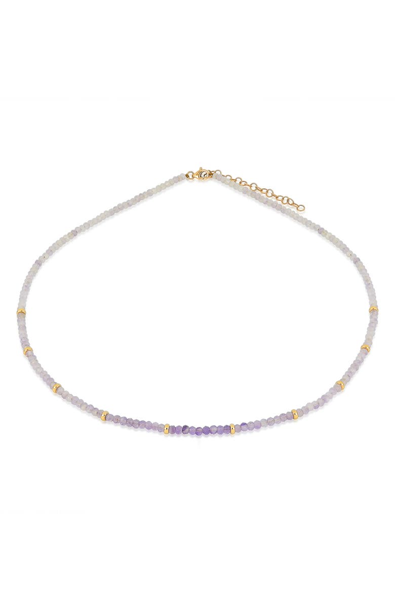 EF Collection Birthstone Beaded Necklace, Main, color, Yellow Gold / Amethyst