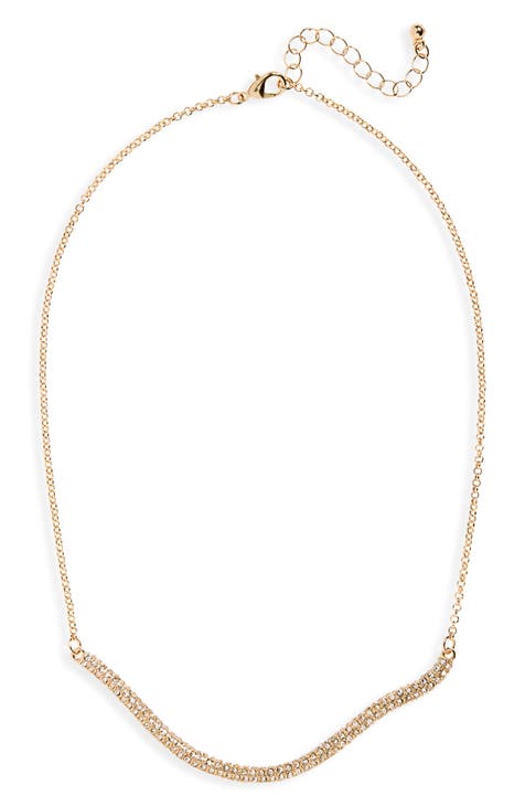 Pavé Crystal Ribbon Bar Necklace