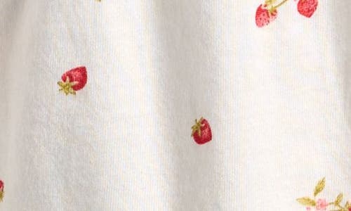 Nordstrom Print Cotton Flutter Sleeve Top & Skort Set In Ivory Egret Strawberry Sprig