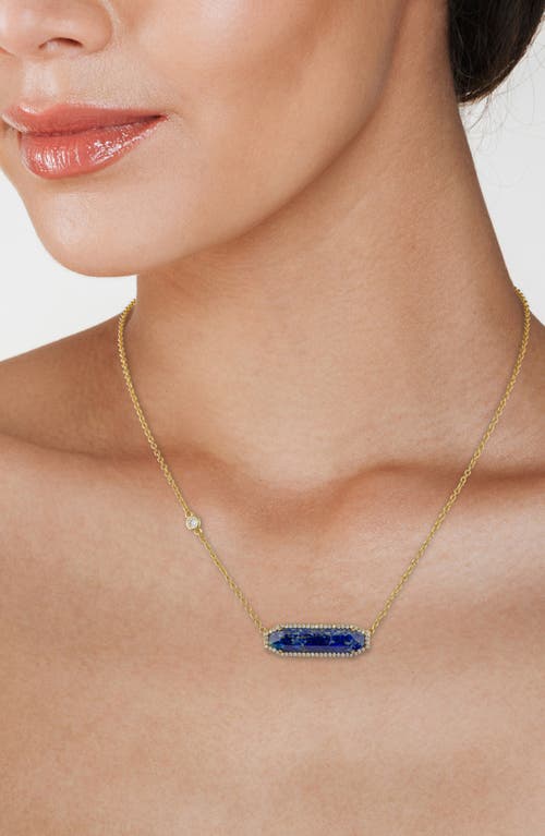 Jardin Lapis Lazuli & Cubic Zirconia Horizontal Bar Pendant Necklace In Multi
