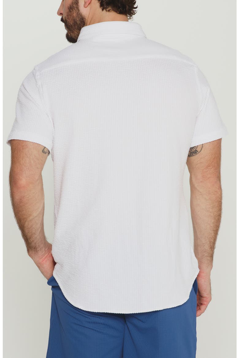 Bennet Stripe Seersucker Short Sleeve Button-Up Shirt, Alternate, color, IVORY