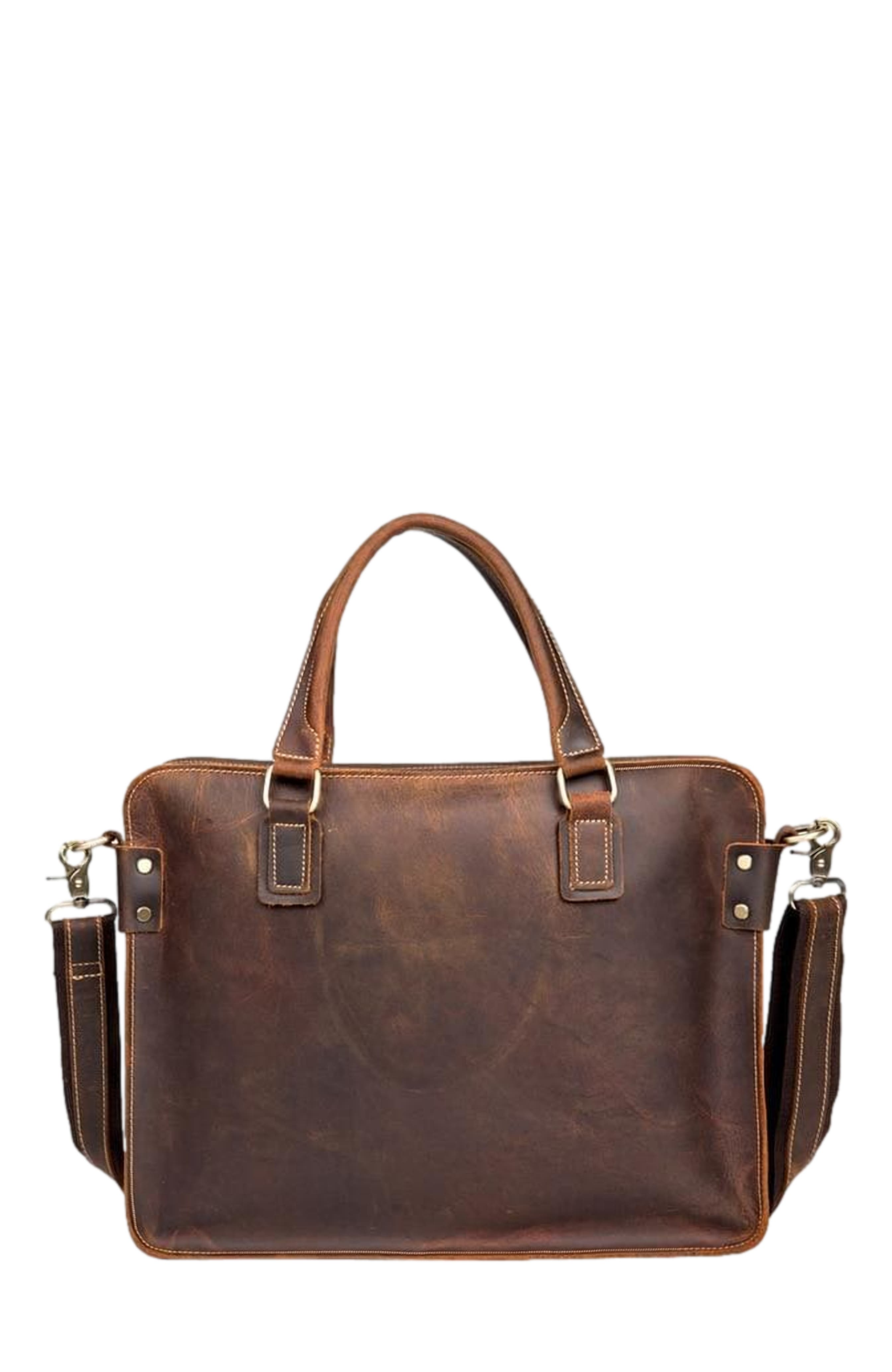 STEEL HORSE LEATHER The Viggo Briefcase | Genuine Leather Messenger Bag, Alternate, color, Brown