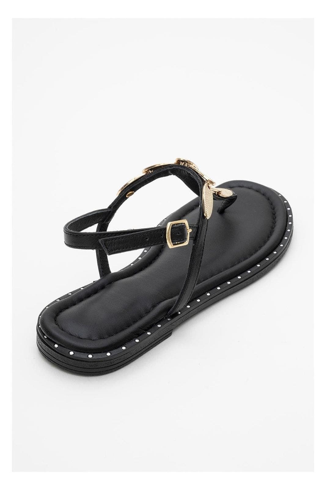 Forever & Always Shoes Marea Leather Flat Sandal, Alternate, color, Black Leather