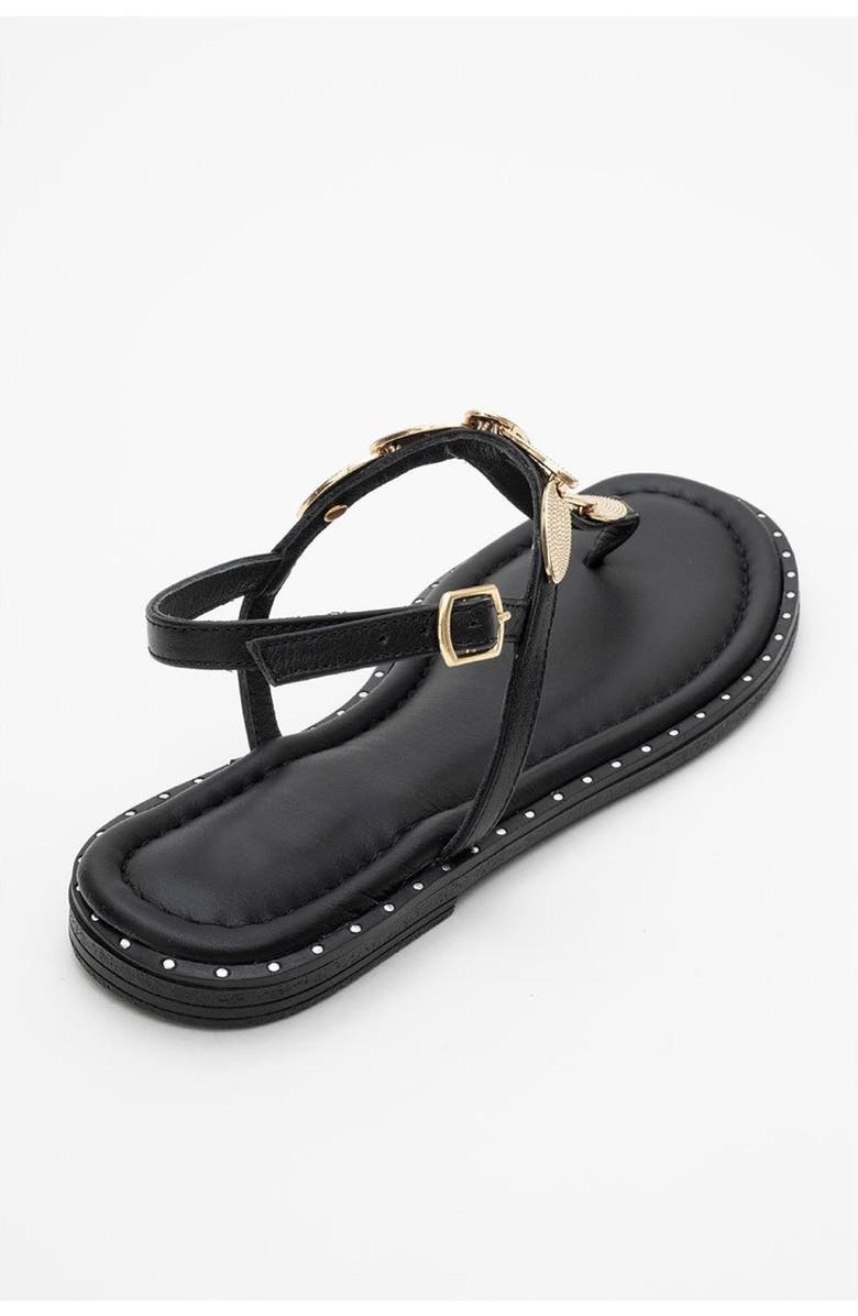 Forever & Always Shoes Marea Leather Flat Sandal, Alternate, color, Black Leather