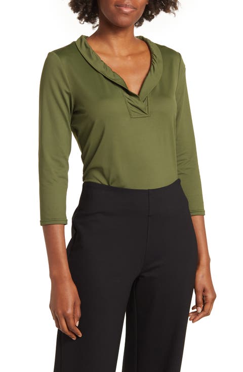 Three Quarter Shawl Collar Blouse