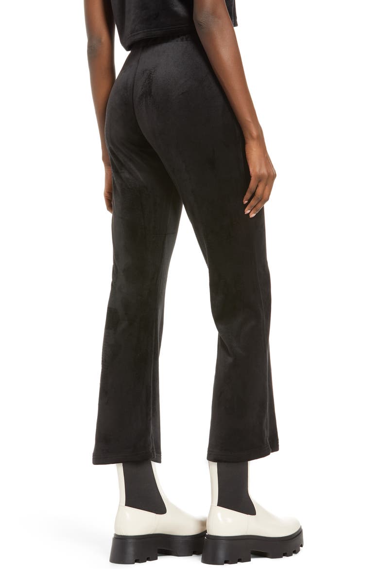 Athena Velvet Flare Crop Pants, Alternate, color, BLACK