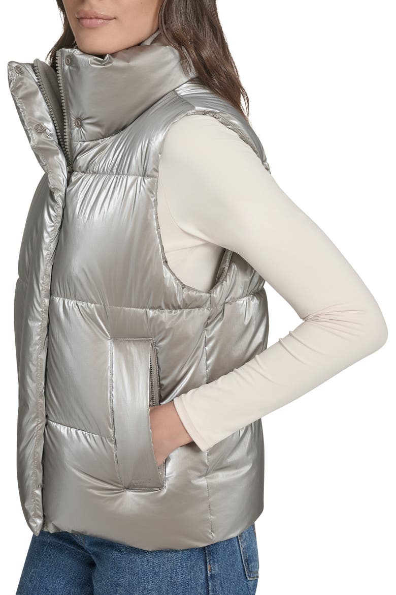 Quilted Puffer Vest, Alternate, color, SILVER