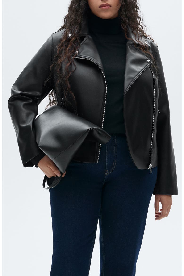 Faux Leather Moto Jacket, Main, color, BLACK
