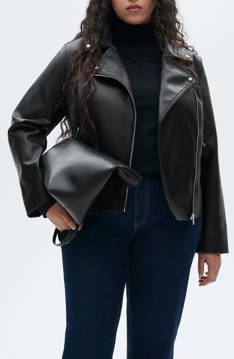 Faux Leather Moto Jacket (Regular & Plus)