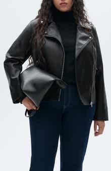 MANGO Faux Leather Moto Jacket