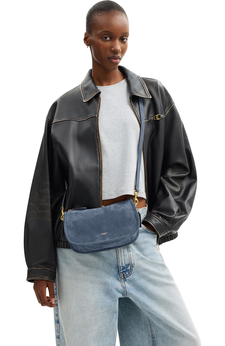 COACH Waverly Suede Shoulder Bag, Alternate, color,