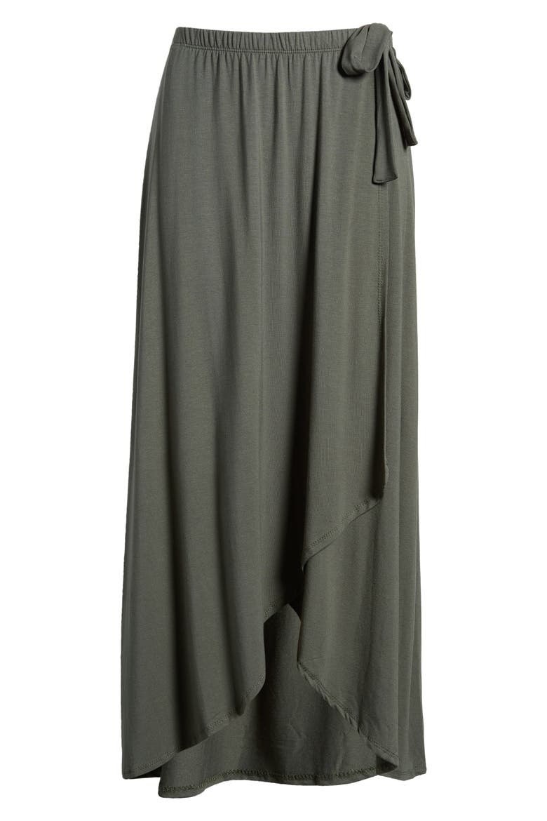Faux Wrap Skirt, Alternate, color, OLIVE