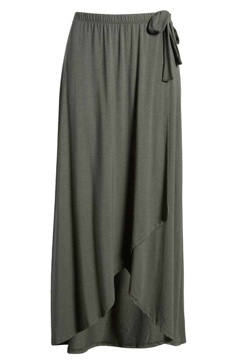 Loveappella Faux Wrap Skirt, Alternate, color, Olive
