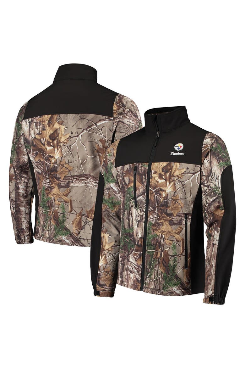 Men's Dunbrooke Realtree Camo/Black Pittsburgh Steelers Circle Hunter Softshell Full-Zip Jacket, Main, color, Realtree Camo