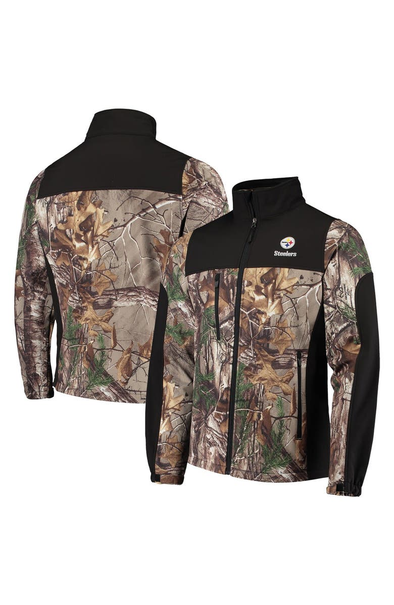 DUNBROOKE Men's Dunbrooke Realtree Camo/Black Pittsburgh Steelers Circle Hunter Softshell Full-Zip Jacket, Main, color, 