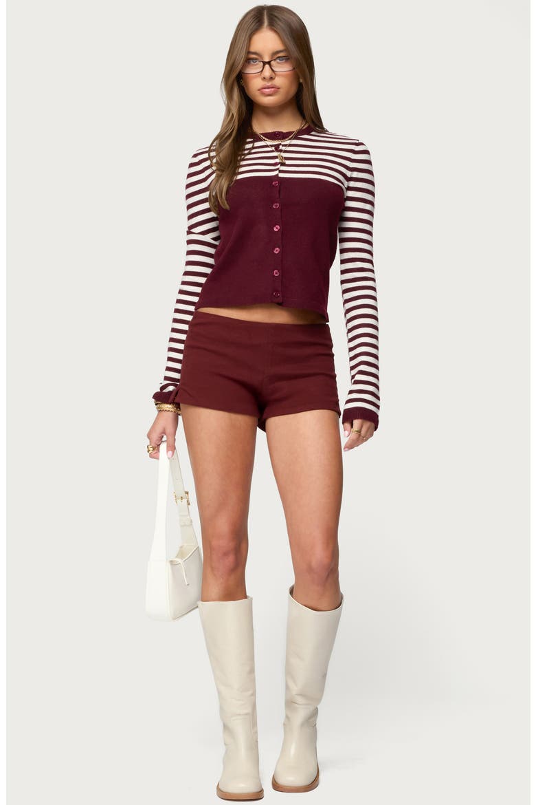 Goni Stripe Cardigan, Alternate, color, BURGUNDY