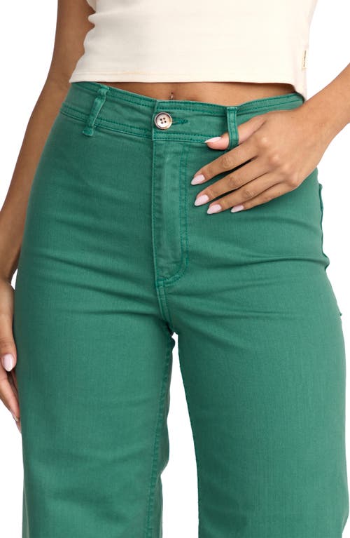 Billabong Free Fall Stretch Crop Wide Leg Pants In Green