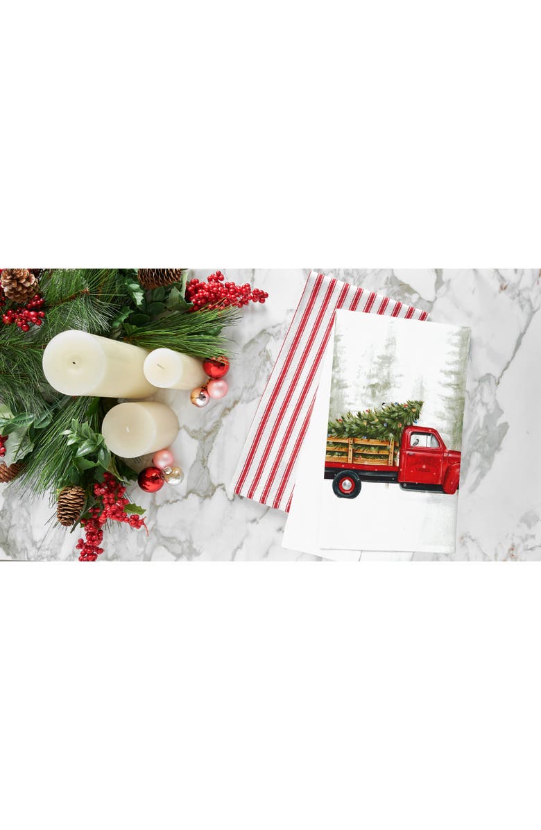C&F Home Holiday Truck Cruiser Printed Flour Sack Kitchen Towel Dishtowel, Alternate, color, White