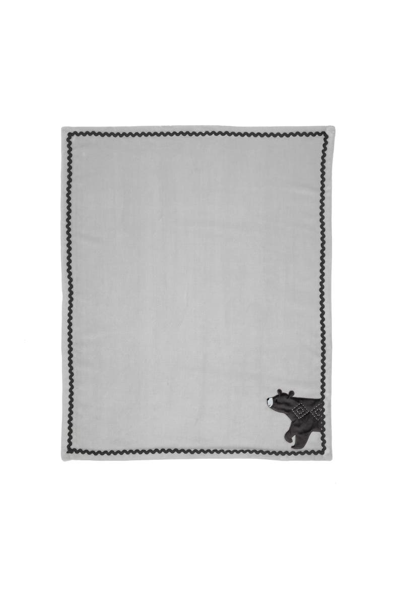 Woodland Forest Fleece Bear Nursery Baby Blanket, Alternate, color, Gray