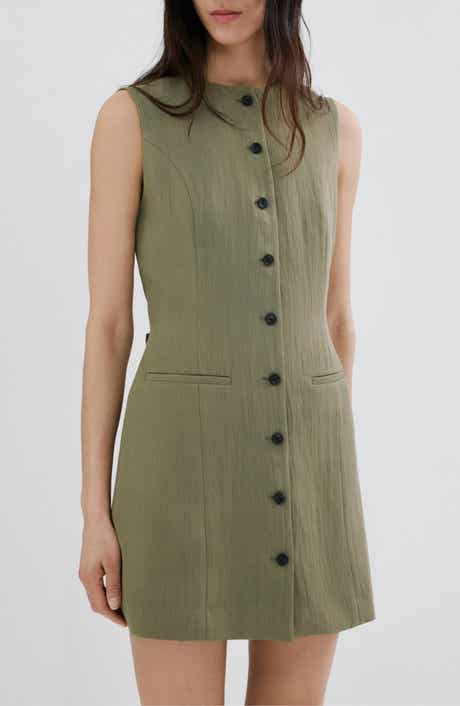 Texture Sleeveless Button Minidress