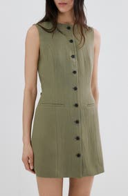 MANGO Texture Sleeveless Button Minidress