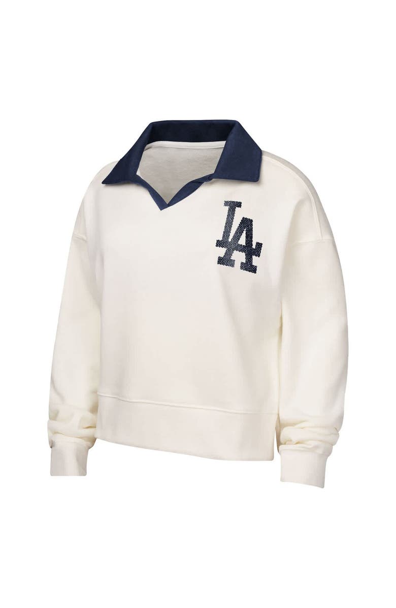 Outerstuff Girls Youth White Los Angeles Dodgers Ballpark Hit Collared V-Neck Pullover Sweatshirt, Alternate, color, White