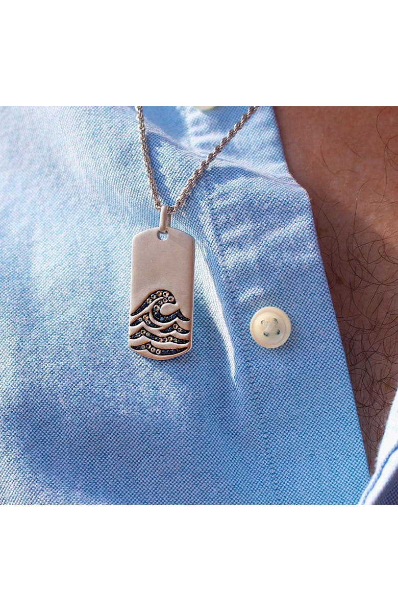 LuvMyJewelry Breaking Waves Sapphire & Topaz Silver Tag Necklace, Alternate, color, 