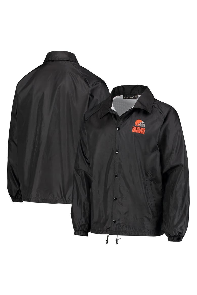 Men's Black Cleveland Browns Coaches Classic Raglan Full-Snap Windbreaker Jacket, Alternate, color, Black