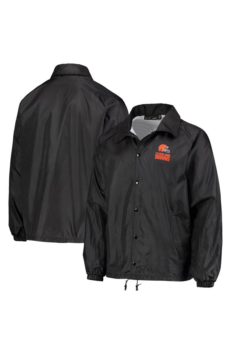 DUNBROOKE Men's Black Cleveland Browns Coaches Classic Raglan Full-Snap Windbreaker Jacket, Alternate, color, Black