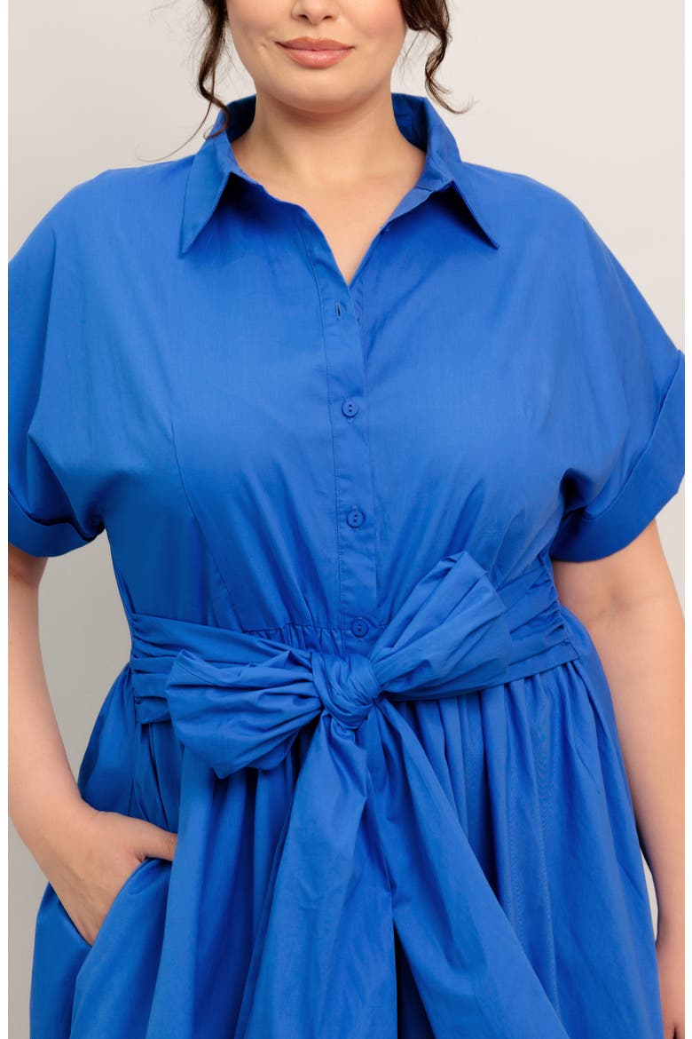 Solid Short Sleeve Cotton Maxi Shirtdress, Alternate, color, BLUE