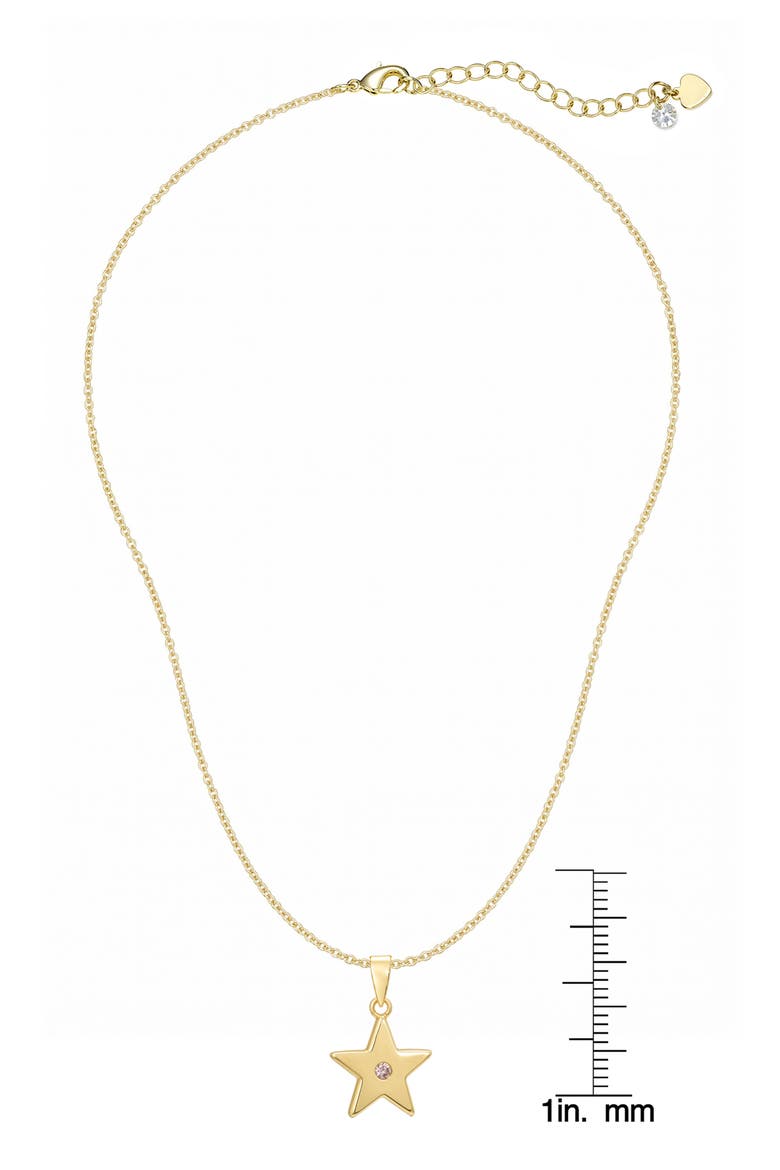 Kids' Pink Cubic Zirconia Star Pendant Necklace, Alternate, color, GOLD
