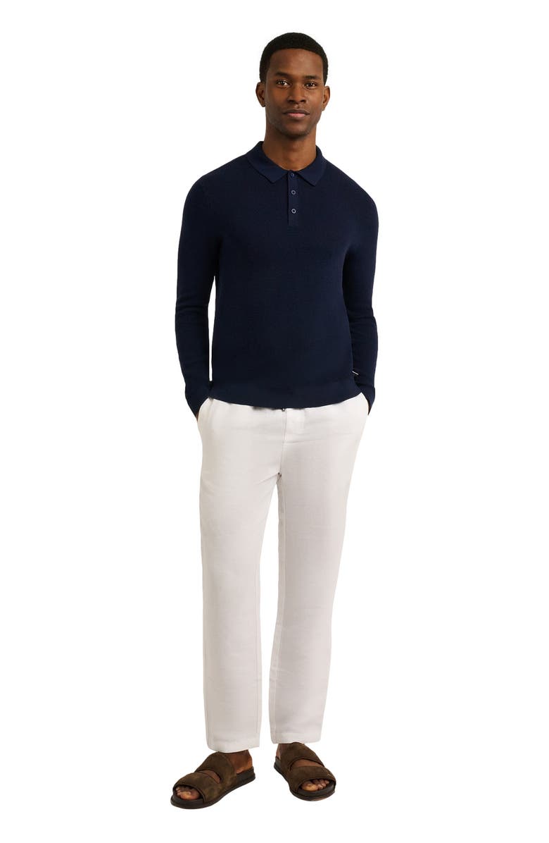 Onia Cotton Textured Knit Long Sleeve Polo, Main, color,