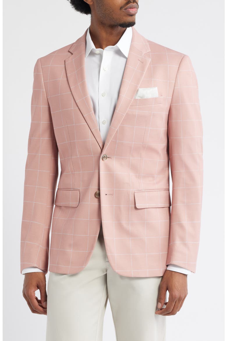 Pink Windowpane Check Knit Sport Coat, Alternate, color, PINK