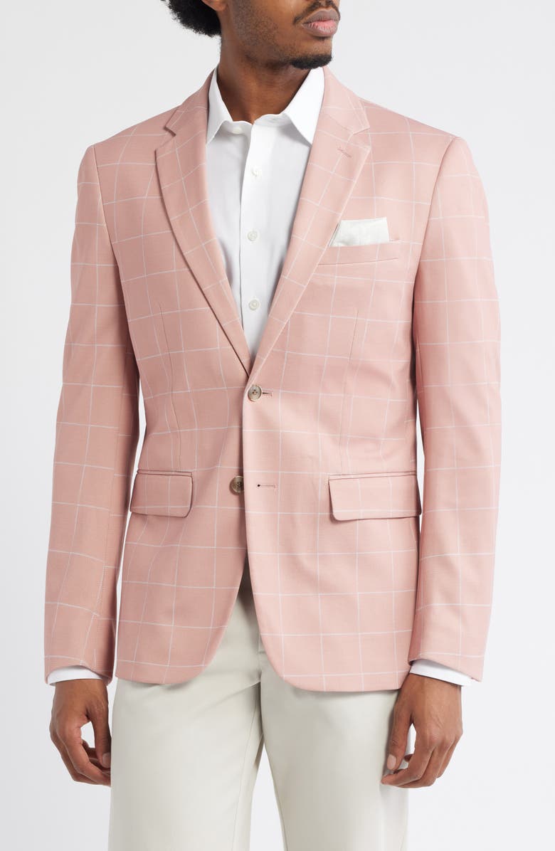 DANIEL HECHTER Pink Windowpane Check Knit Sport Coat, Alternate, color, Pink