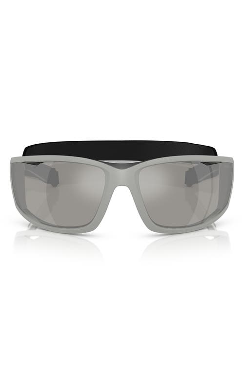 Prada Linea Rossa 85mm Rectangular Sunglasses In Grey Silver