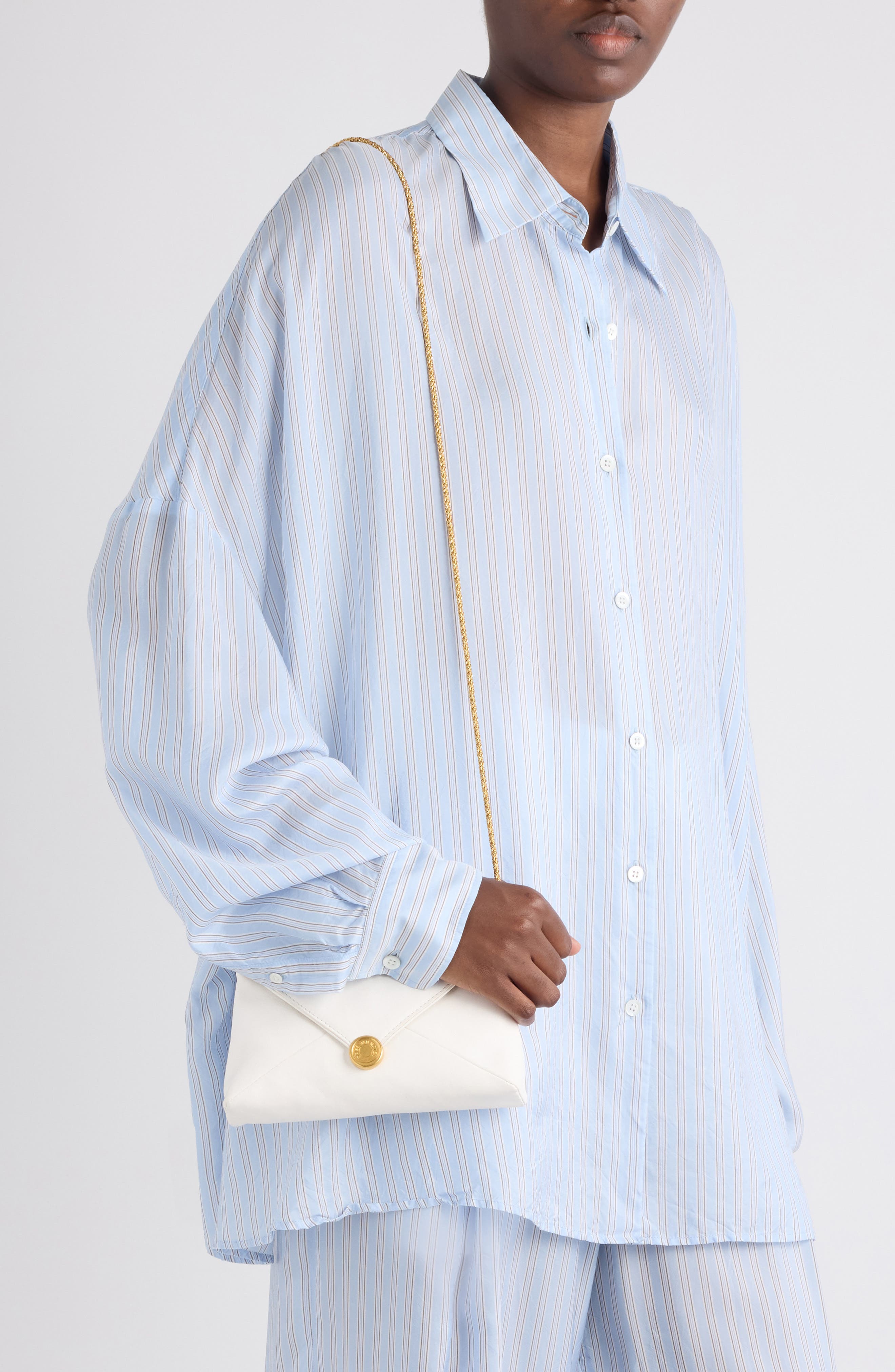 Dries Van Noten Leather Envelope Clutch, Alternate, color, Pearl 12