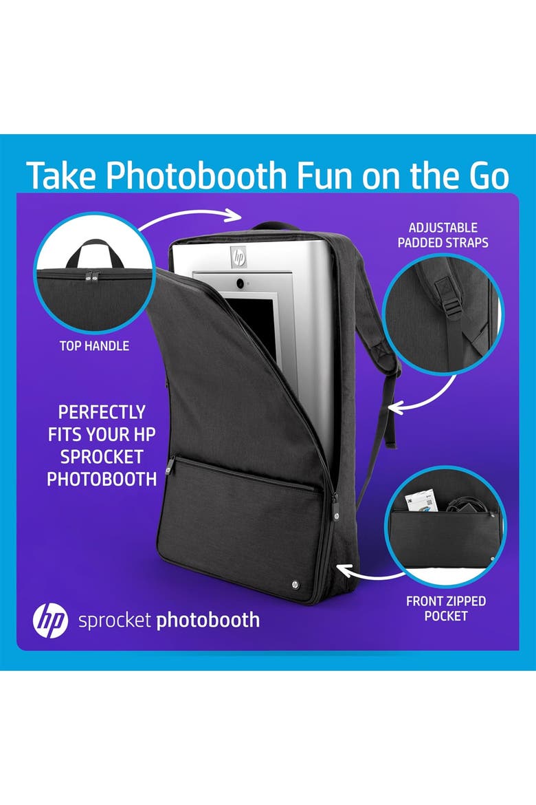 Sprocket Photobooth Travel Backpack (Black), Exclusively for the HP Sprocket Photobooth Printer, Alternate, color, Black