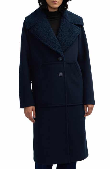Scotch & Soda Alida Faux Shearling Collar Overcoat