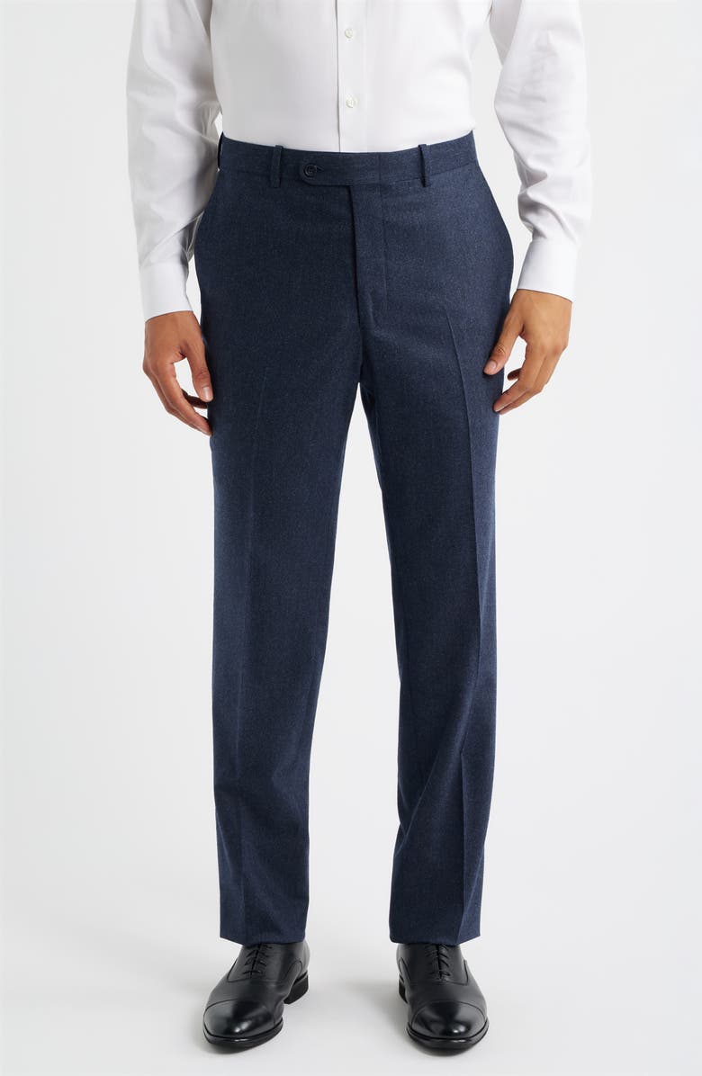 Peter Millar Harker Flat Front Stretch Wool & Cashmere Dress Pants, Main, color, Blue