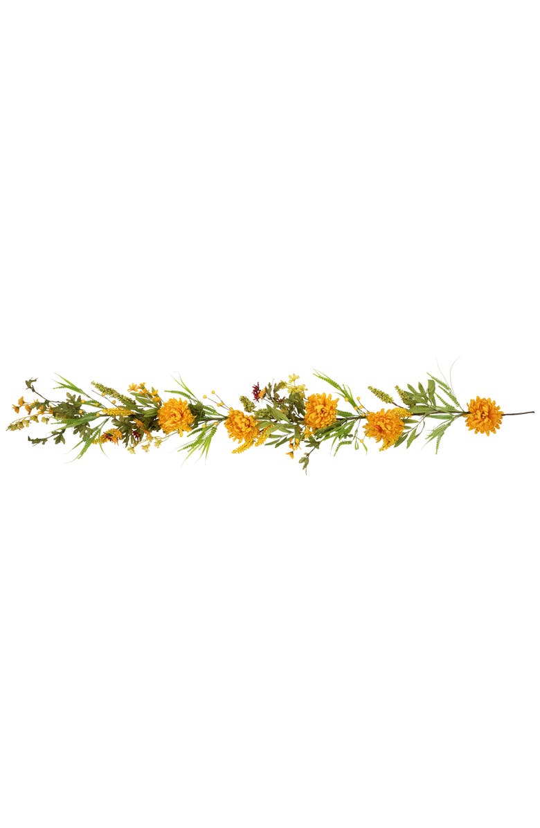Northlight Peony and Pip Berry Cluster Artificial Fall Harvest Floral Garland - 5' x 10", Main, color, Orange