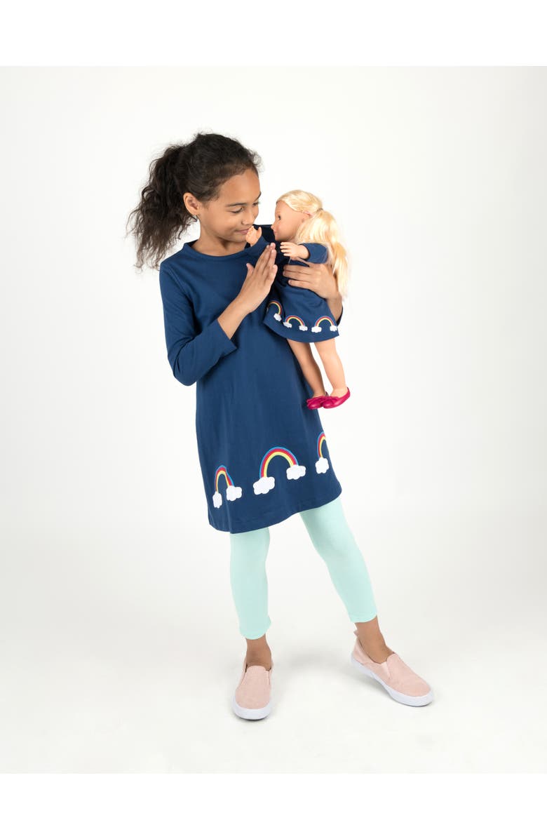 Leveret Girls Cotton Dress with Matching Doll Dress, Printed Design, Main, color, Rainbow